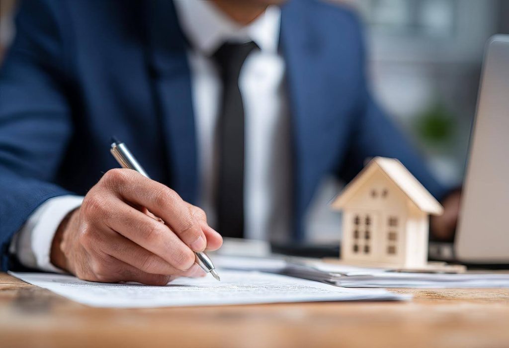 Business professional reviewing and signing documents, symbolizing the franchise agreement process for Ace Home Care Franchise.