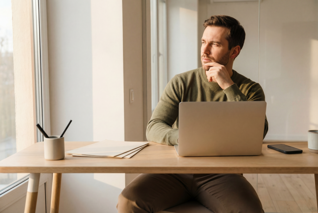 Aspiring entrepreneur evaluating whether a home care franchise is the right business opportunity, representing the ideal franchise owner supported by Ace Home Care Franchise