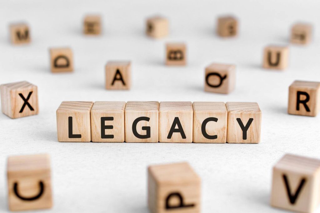 Legacy represented by letter blocks, reflecting how Ace Home Care Franchise helps entrepreneurs build a lasting senior care business
